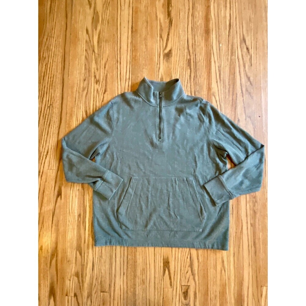 Banana Republic XL Cozy Green Half-Zip Cotton Bld Sweatshirt Front Pocket Soft